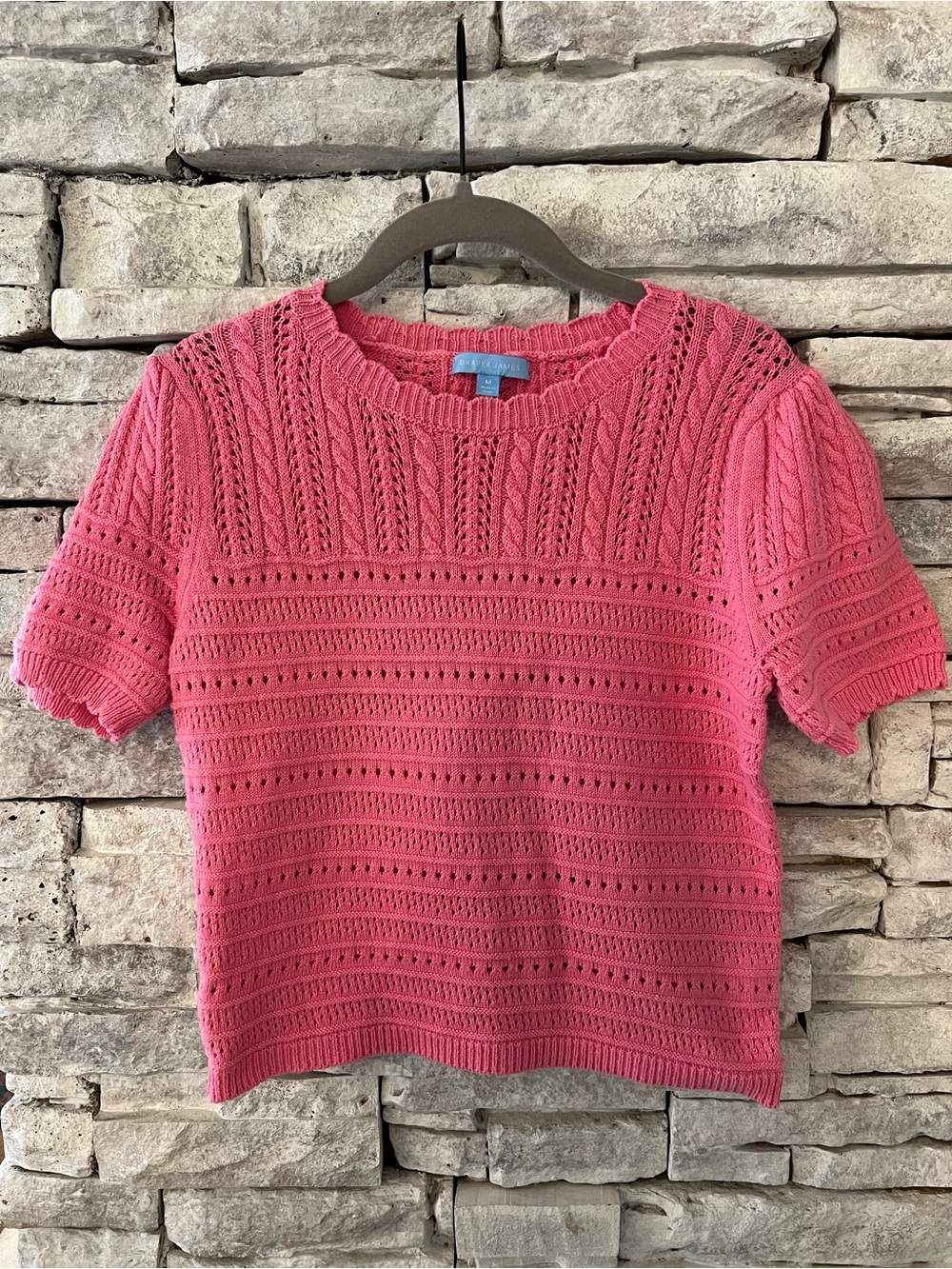 Draper James Pink Scallop Sleeve Knit Top Size Medium